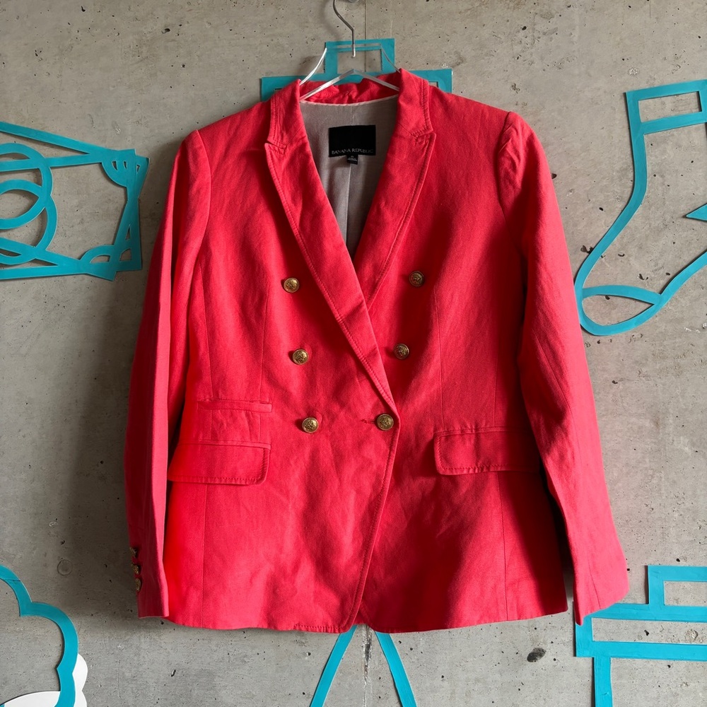 Banana Republic Linen Blend Double Breasted Blazer